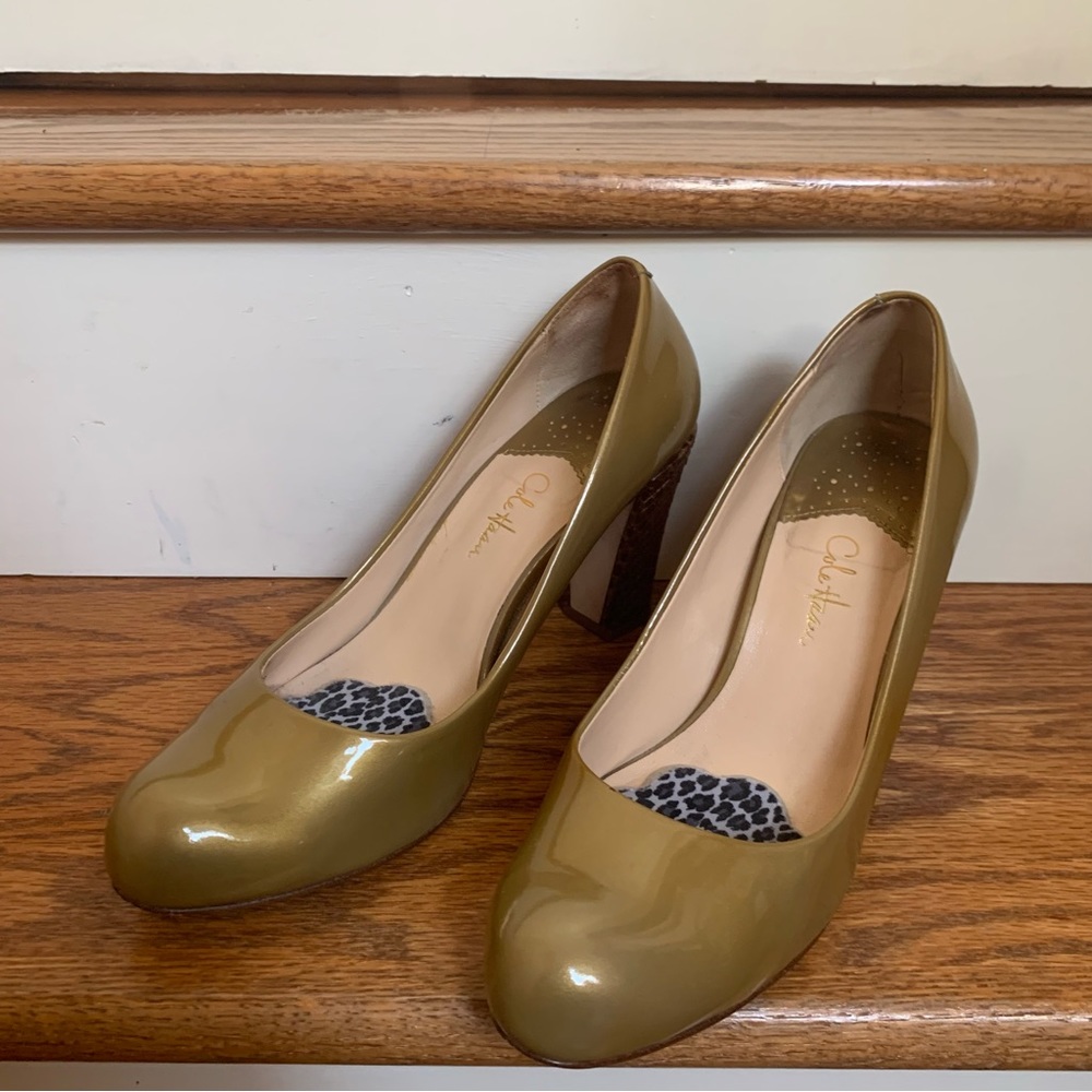 Cole Haan Nike Air patent leather gold heels
